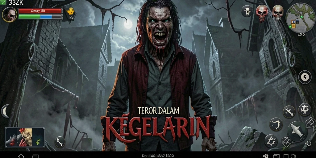 Screenshot menampilkan suasana menyeramkan dalam permainan 33ZK.