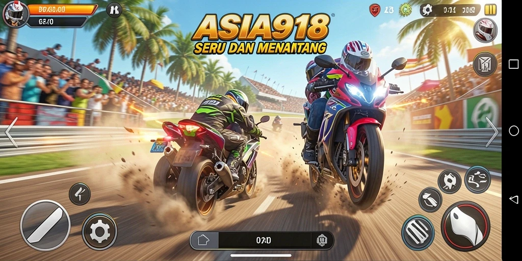 Gameplay ASIA918 yang mendebarkan di lintasan balap.