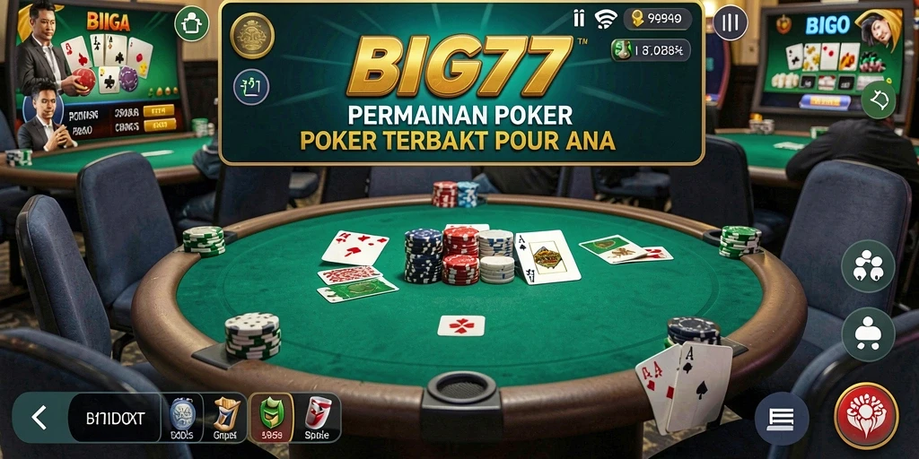 Tampilan menarik dan gameplay seru dari BIG77 Poker.