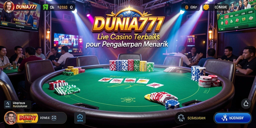 Tampilan menarik dari gameplay Live Casino DUNIA777 dengan dealer profesional.