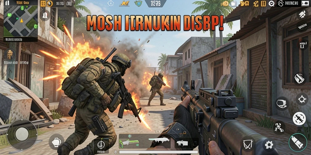 Screenshot DYO1 menunjukkan aksi pertempuran FPS yang intens dan mendebarkan.
