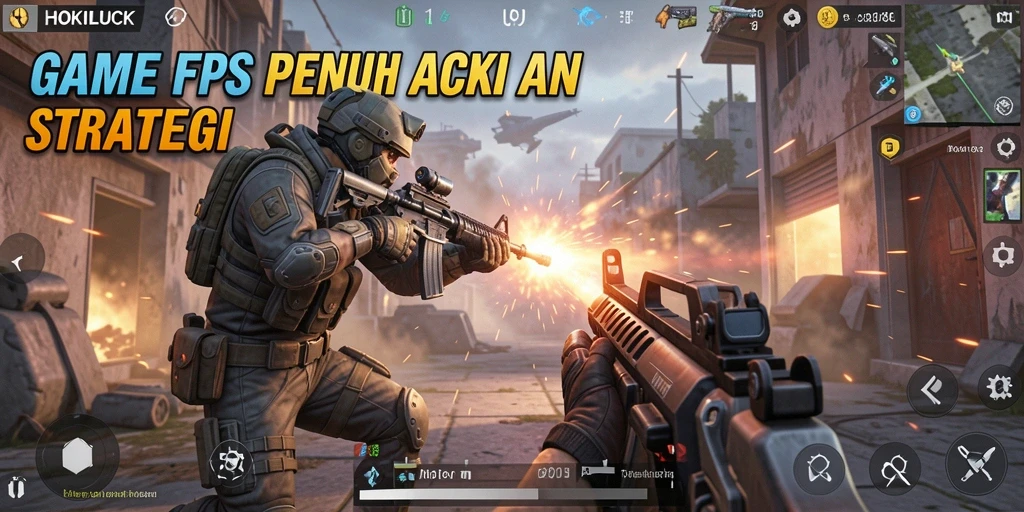 Tangkapan layar gameplay HOKILUCK yang menampilkan aksi tembak-menembak mendebarkan.