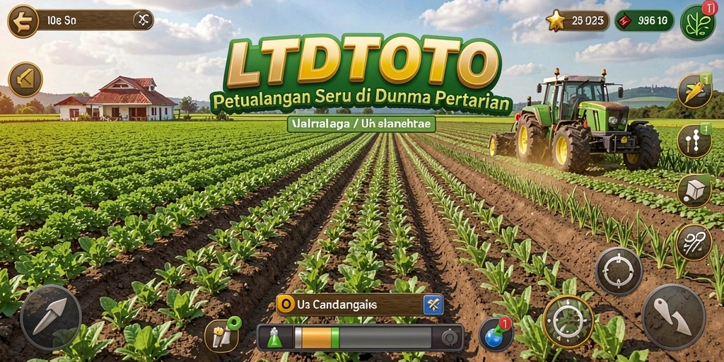 Screenshot LTDTOTO menampilkan momen seru bertani dengan berbagai tanaman.