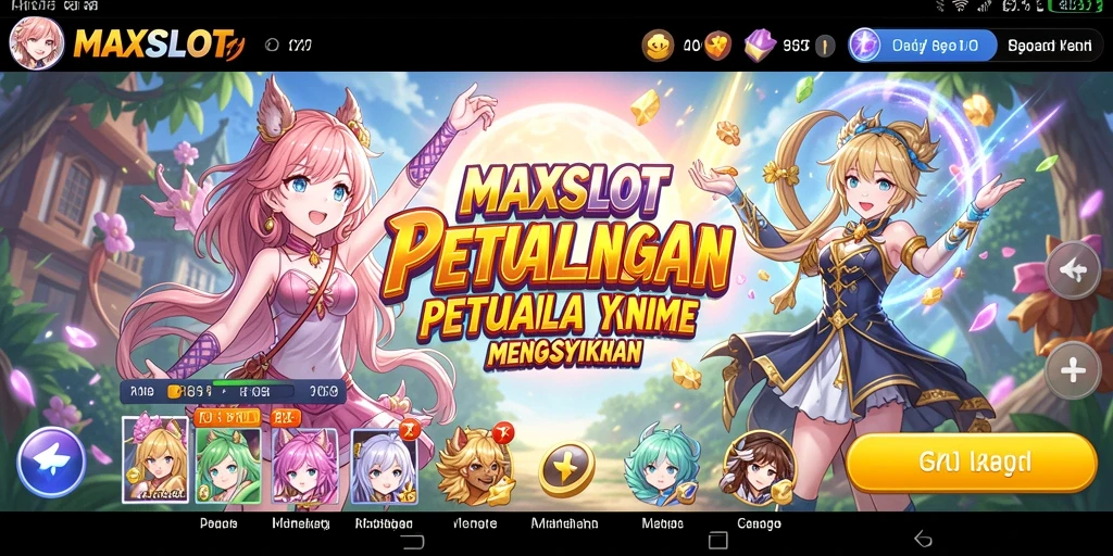 Tampilan gameplay exciting dari MAXSLOT dengan karakter anime yang menarik.
