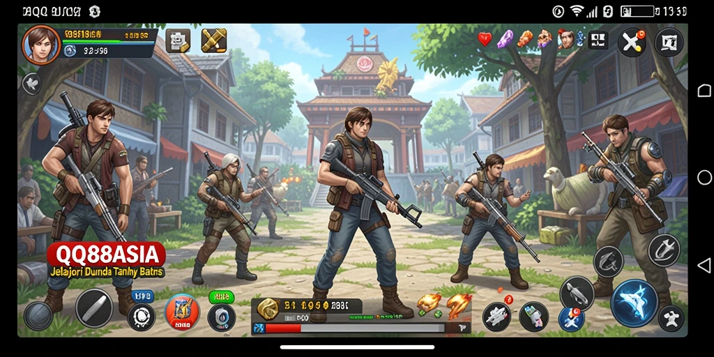 Screenshot gameplay QQ88ASIA menampilkan eksplorasi dunia yang luas.