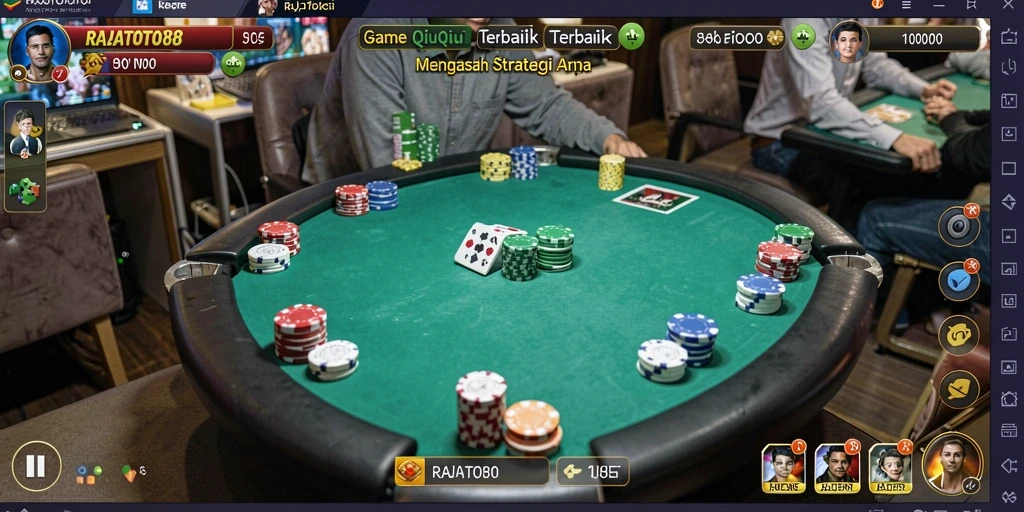 Tampilan gameplay seru di RAJATOTO88 dengan kartu QiuQiu.