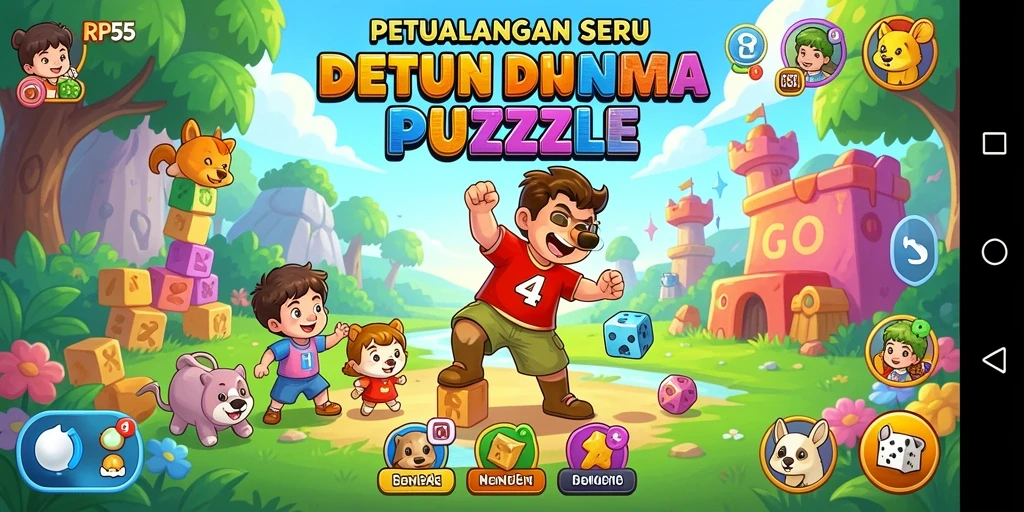 Screenshot utama RP55 menampilkan gameplay menantang teka-teki.