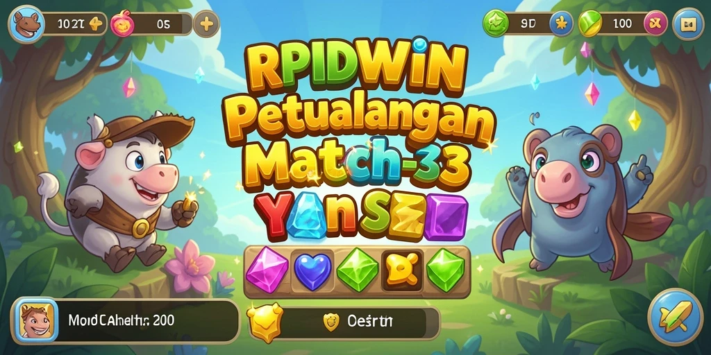 Tampilan gameplay RPIDWIN dengan warna-warna cerah dan efek seru.