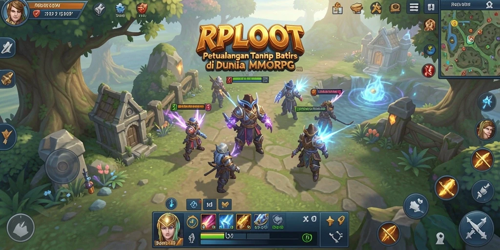 Screenshot gameplay RPLOOT dengan aksi pertempuran seru di dunia MMORPG.