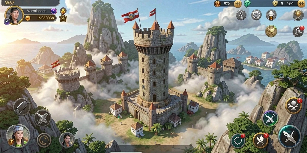 Screenshot tampilan gameplay W67 yang menegangkan dalam Tower Defense.