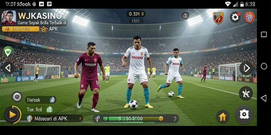 Screenshot utama WJKASINO menampilkan aksi seru di lapangan sepak bola.
