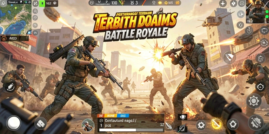 Screenshot ZK7 menampilkan aksi intens dalam gameplay Battle Royale.